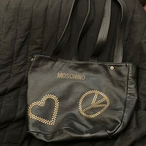 Moschino Black Tote with Gold Accents